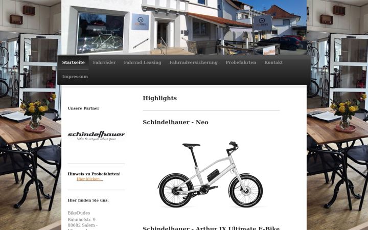 Screenshot stránky bikedudes.de
