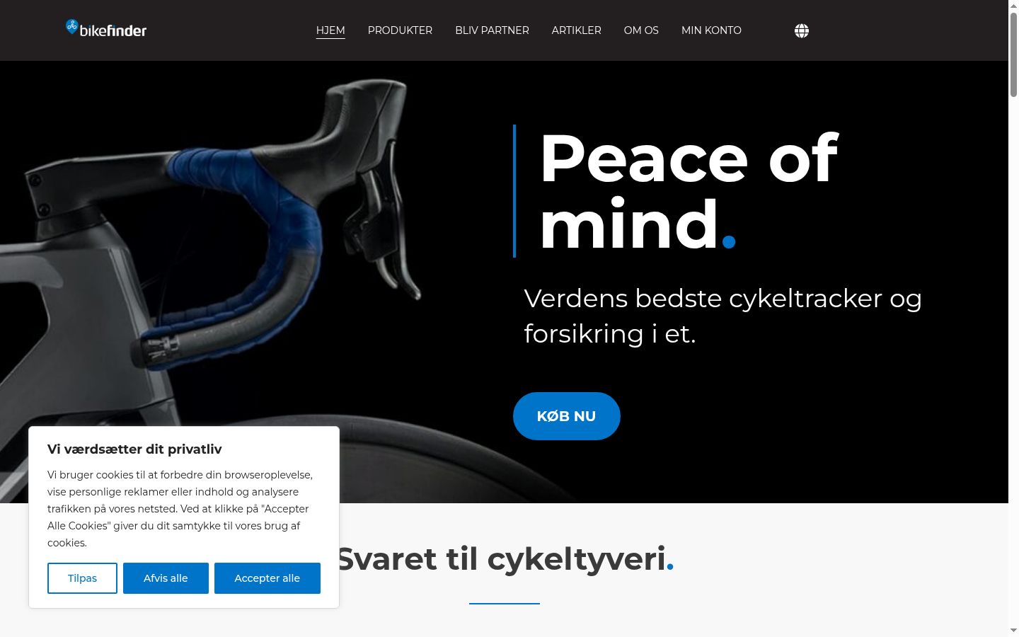 Skärmbild av samtyckesbannern som visades före någon interaktion