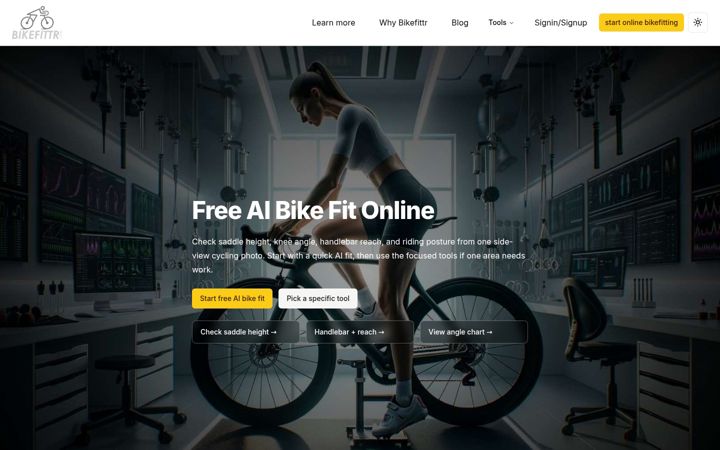 Screenshot of bikefittr.com