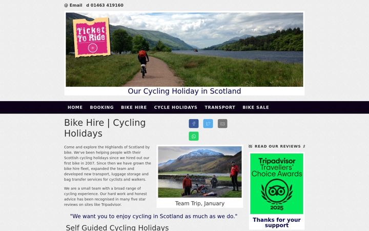 Screenshot of bikehireinverness.com