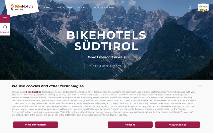 Screenshot of bikehotels.it
