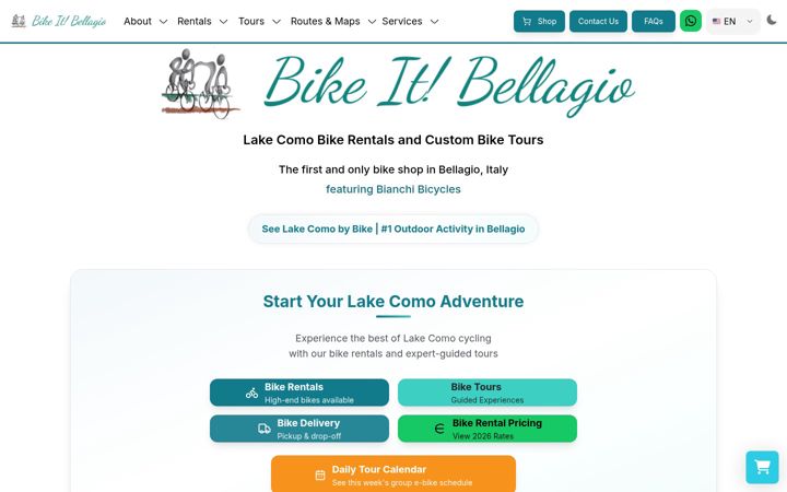Screenshot of bikeitbellagio.com