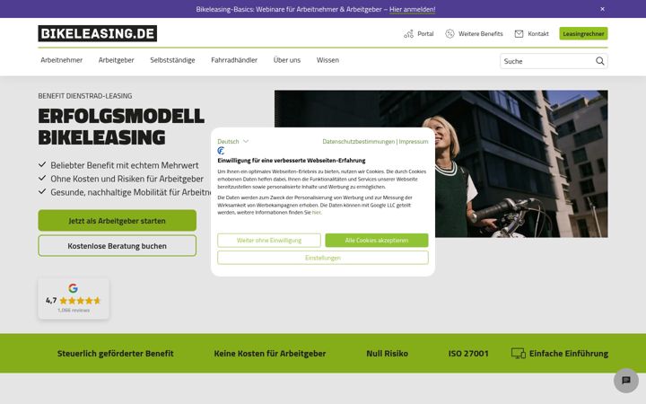 Screenshot of bikeleasing.de