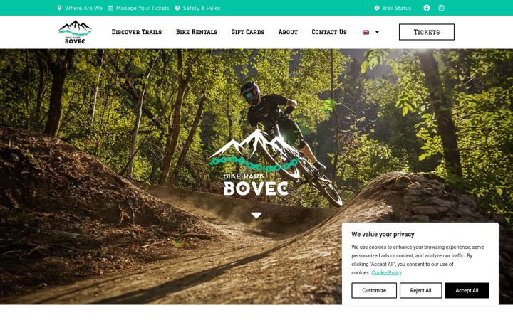 Screenshot of bikeparkbovec.com