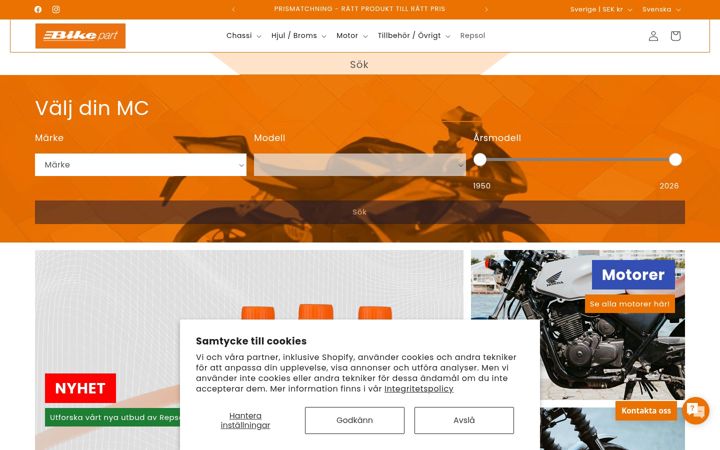 Screenshot of bikepart.se