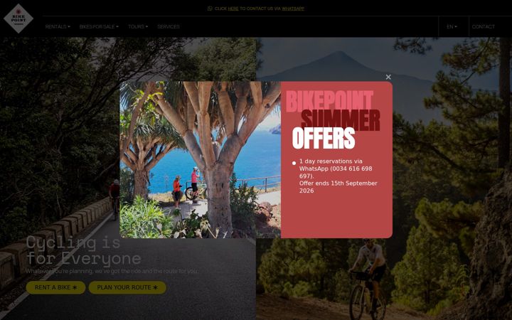 Captura de ecrã de bikepointtenerife.com