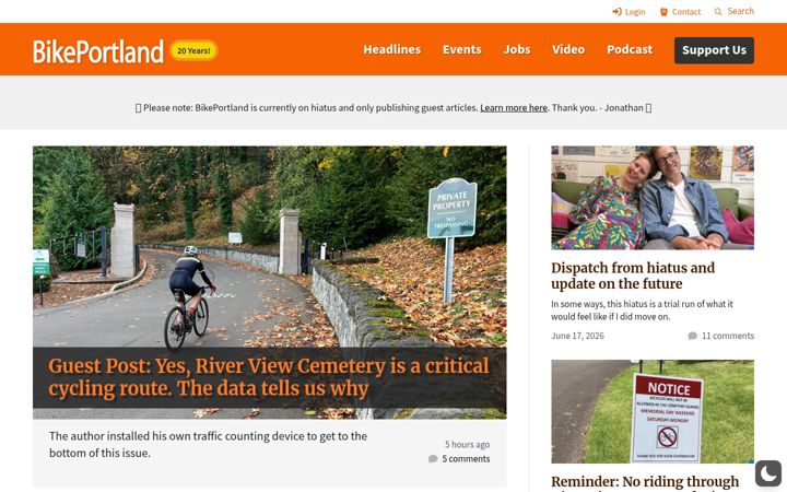 Screenshot of bikeportland.org