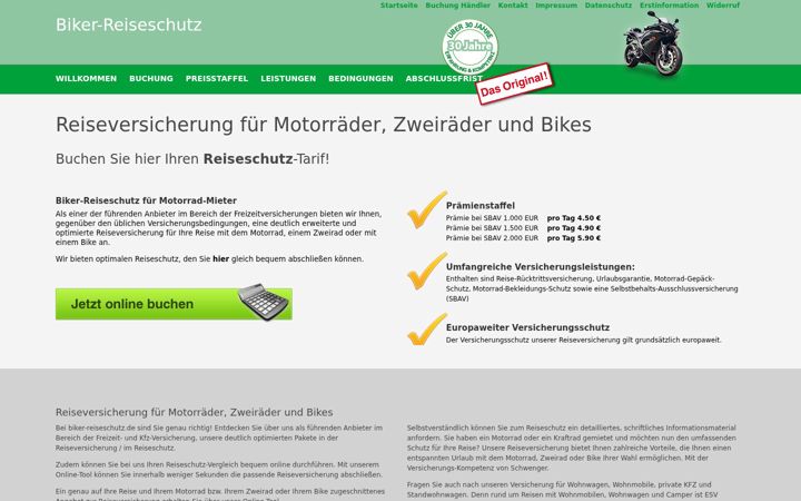 Screenshot of biker-reiseschutz.de