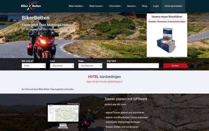 Screenshot of bikerbetten.nl