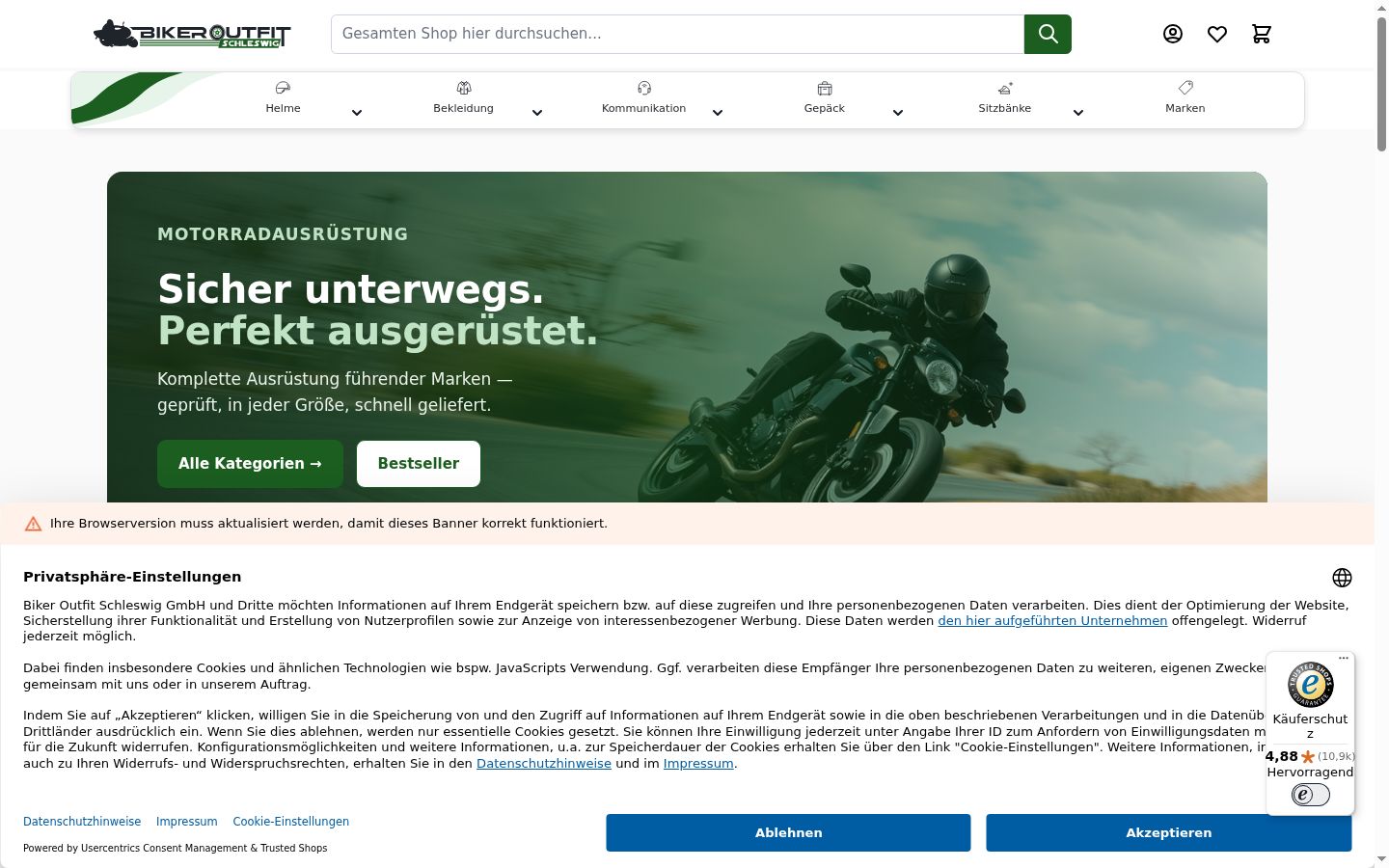 Screenshot of the consent banner shown before any interaction