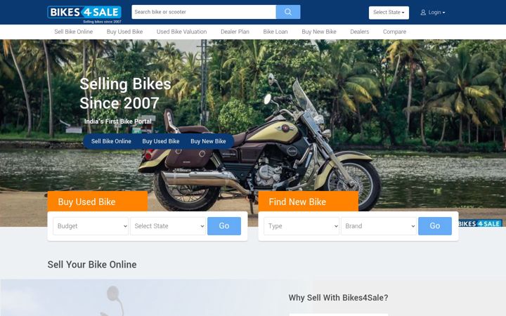 Screenshot of bikes4sale.in