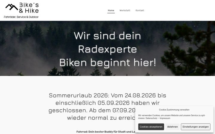 Screenshot of bikesandhike.de