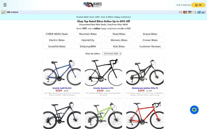 Snímek obrazovky bikesdirect.com
