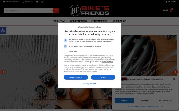Екранна снимка на bikesfriends.es