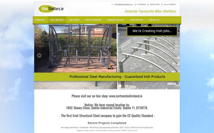 Screenshot of bikeshelters.ie