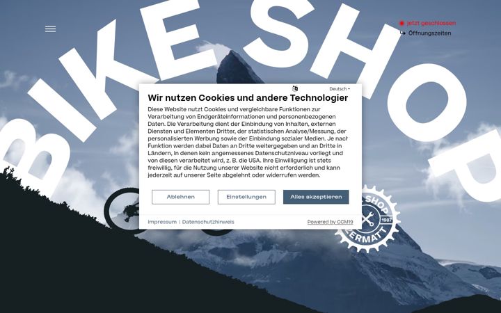 Screenshot of bikeshopzermatt.ch