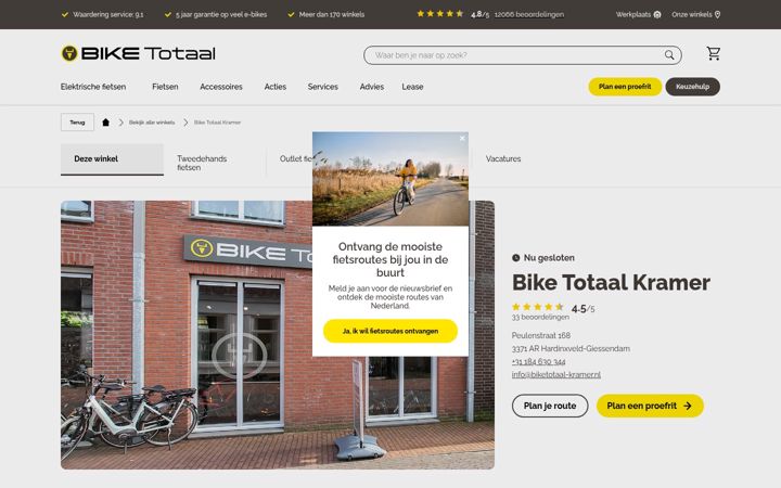 Screenshot of biketotaalkramer.nl