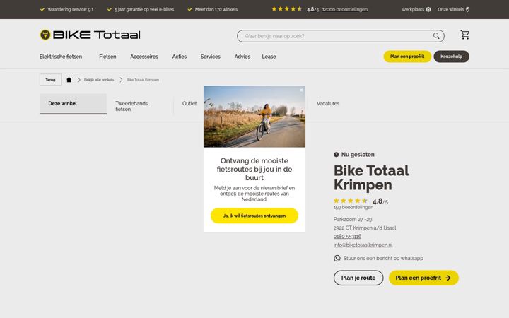 Screenshot of biketotaalkrimpen.nl