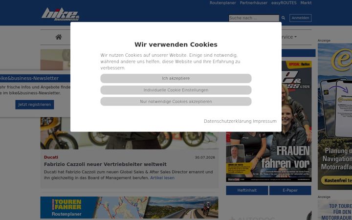Screenshot of bikeundbusiness.de