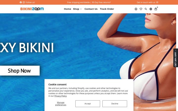 Screenshot of bikinizoom.com
