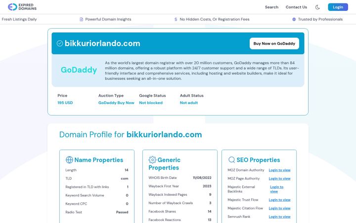 Screenshot of bikkuriorlando.com