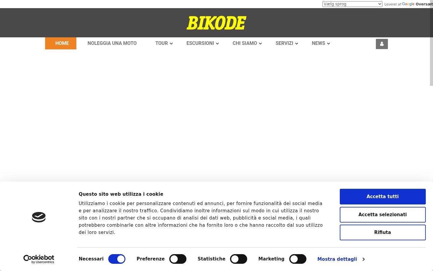 Screenshot del banner di consenso mostrato prima di qualsiasi interazione