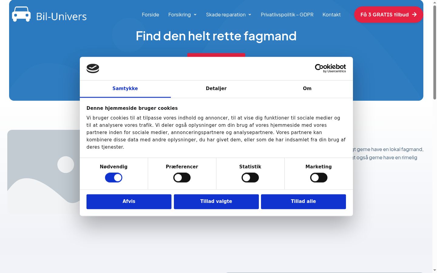 Screenshot of the consent banner shown before any interaction