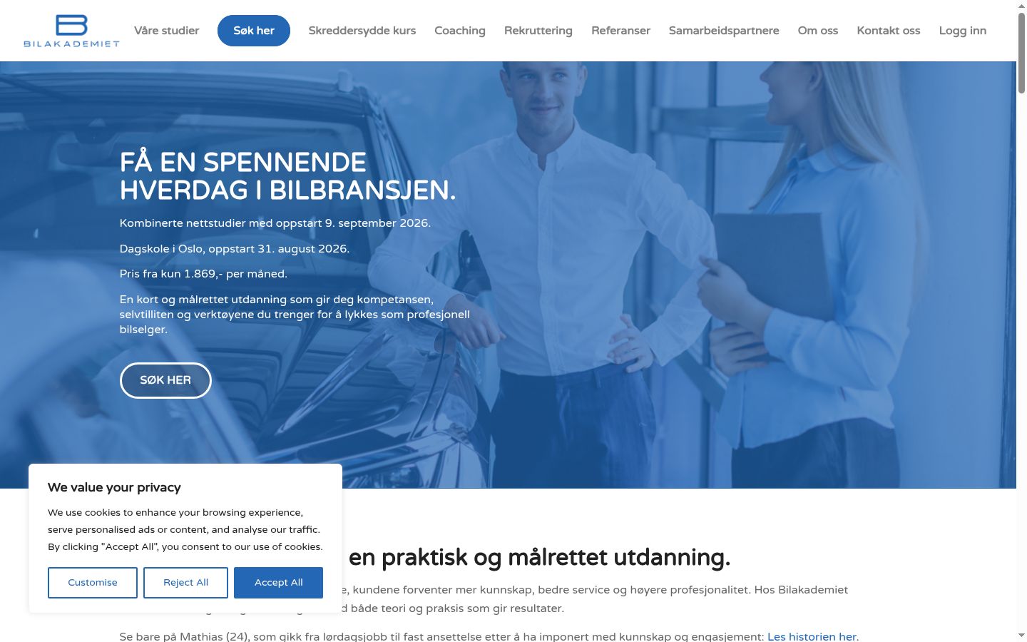 Screenshot del banner di consenso mostrato prima di qualsiasi interazione