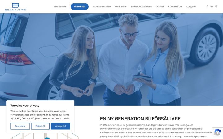 Screenshot of bilakademin.se