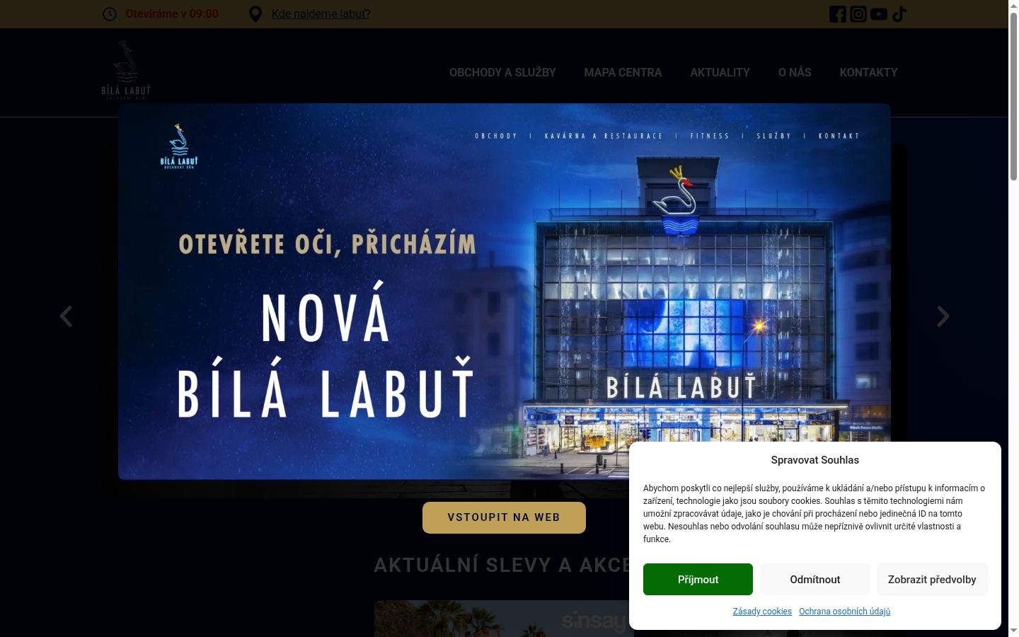 Snímek obrazovky baneru souhlasu zobrazeného před jakoukoli interakcí