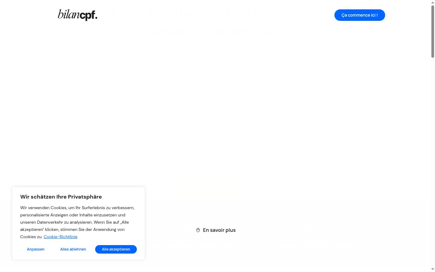 Capture d'écran de la bannière de consentement affichée avant toute interaction