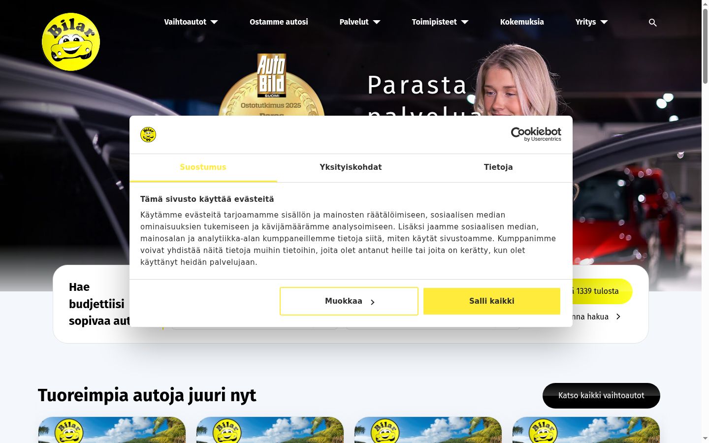 Sutikimo reklamjuostės, rodytos prieš bet kokią sąveiką, ekrano kopija