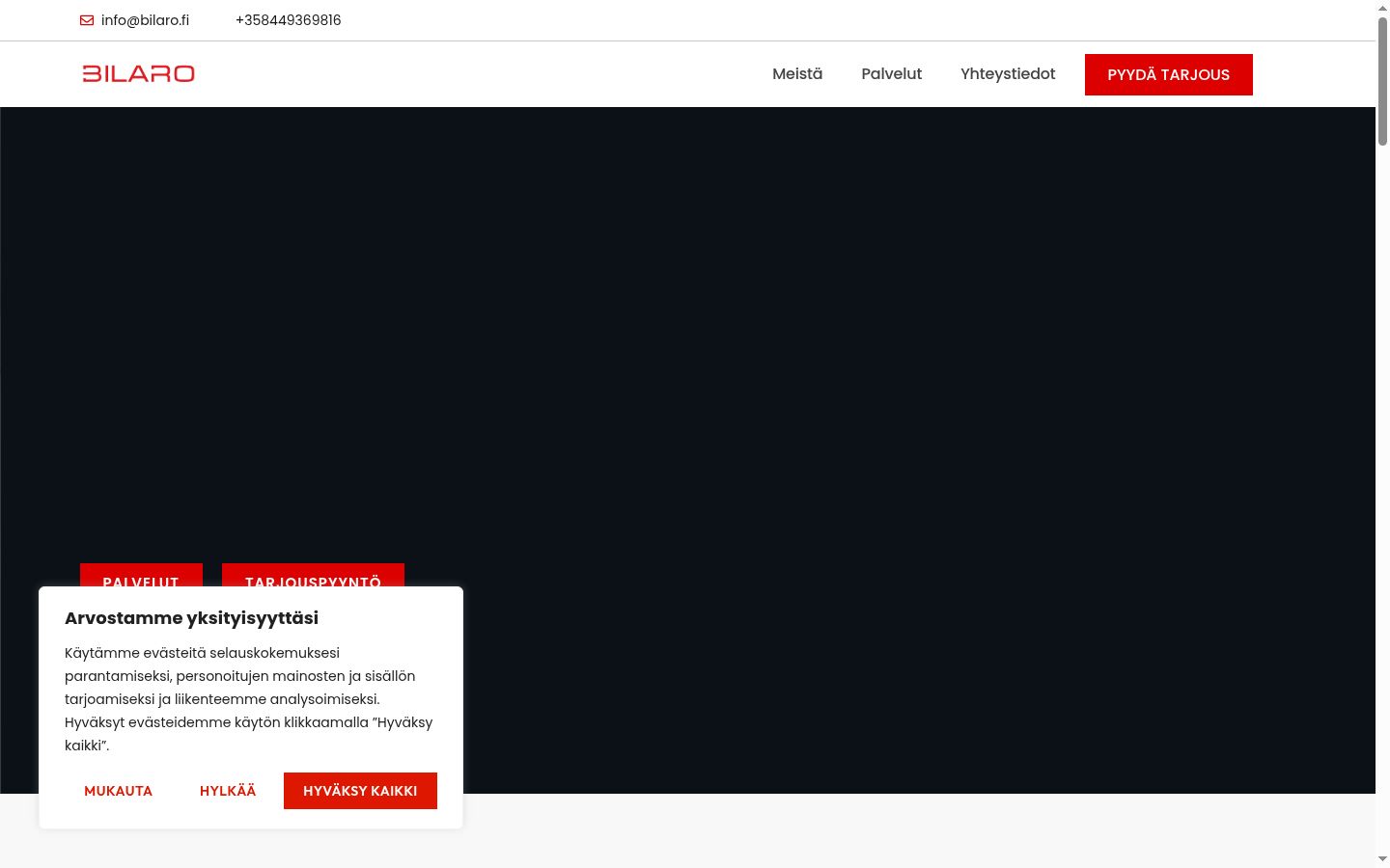 Snímka obrazovky banera súhlasu zobrazeného pred akoukoľvek interakciou