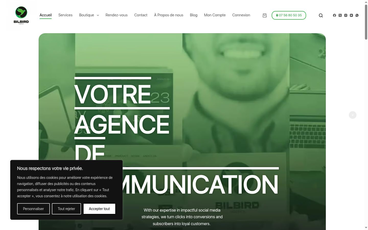 Screenshot of the consent banner shown before any interaction