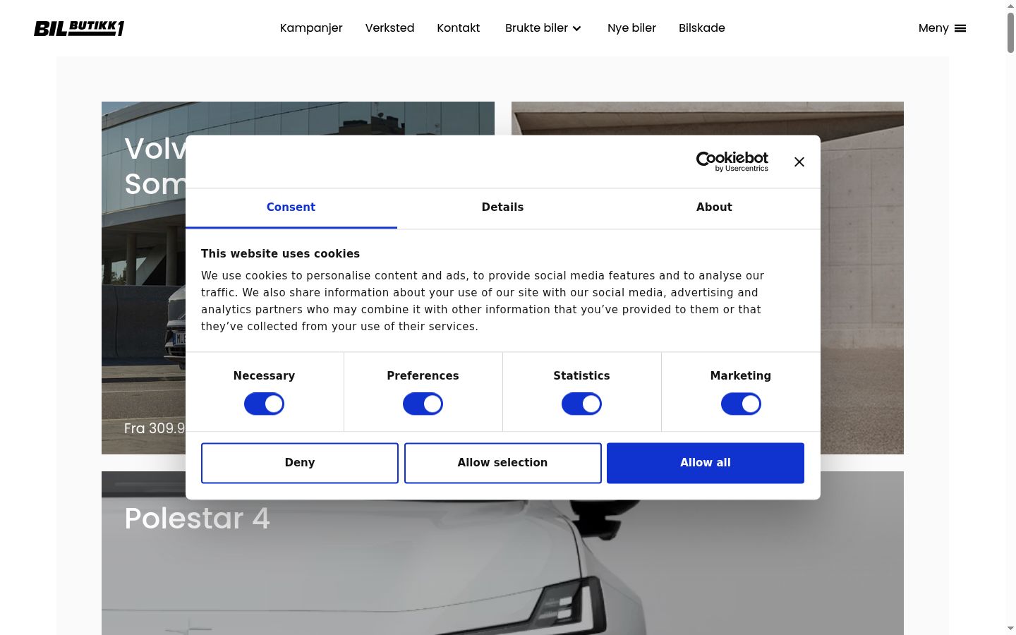 Screenshot of the consent banner shown before any interaction