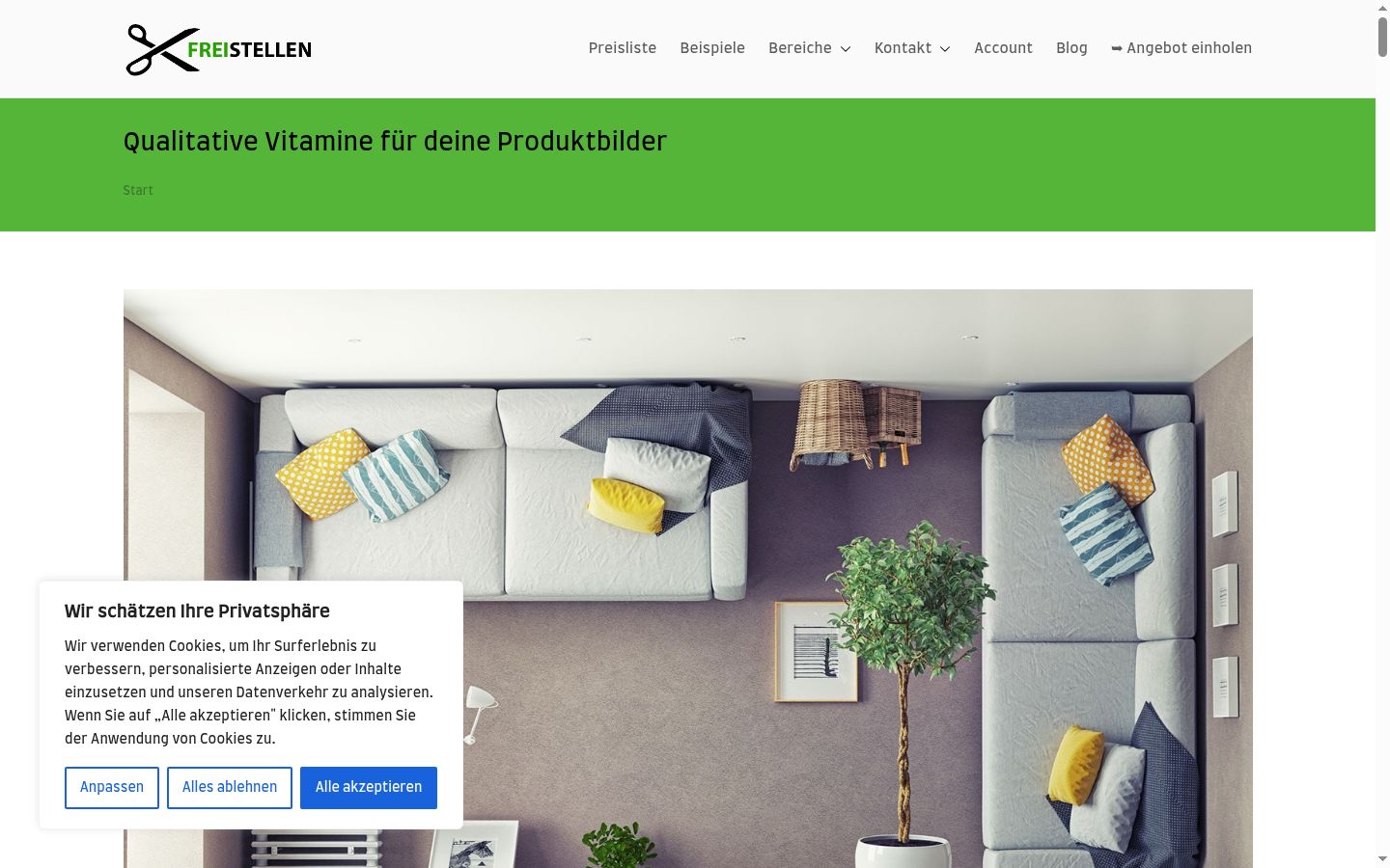 Screenshot des Einwilligungsbanners vor jeglicher Interaktion