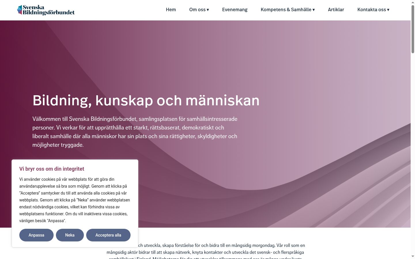 Screenshot of the consent banner shown before any interaction
