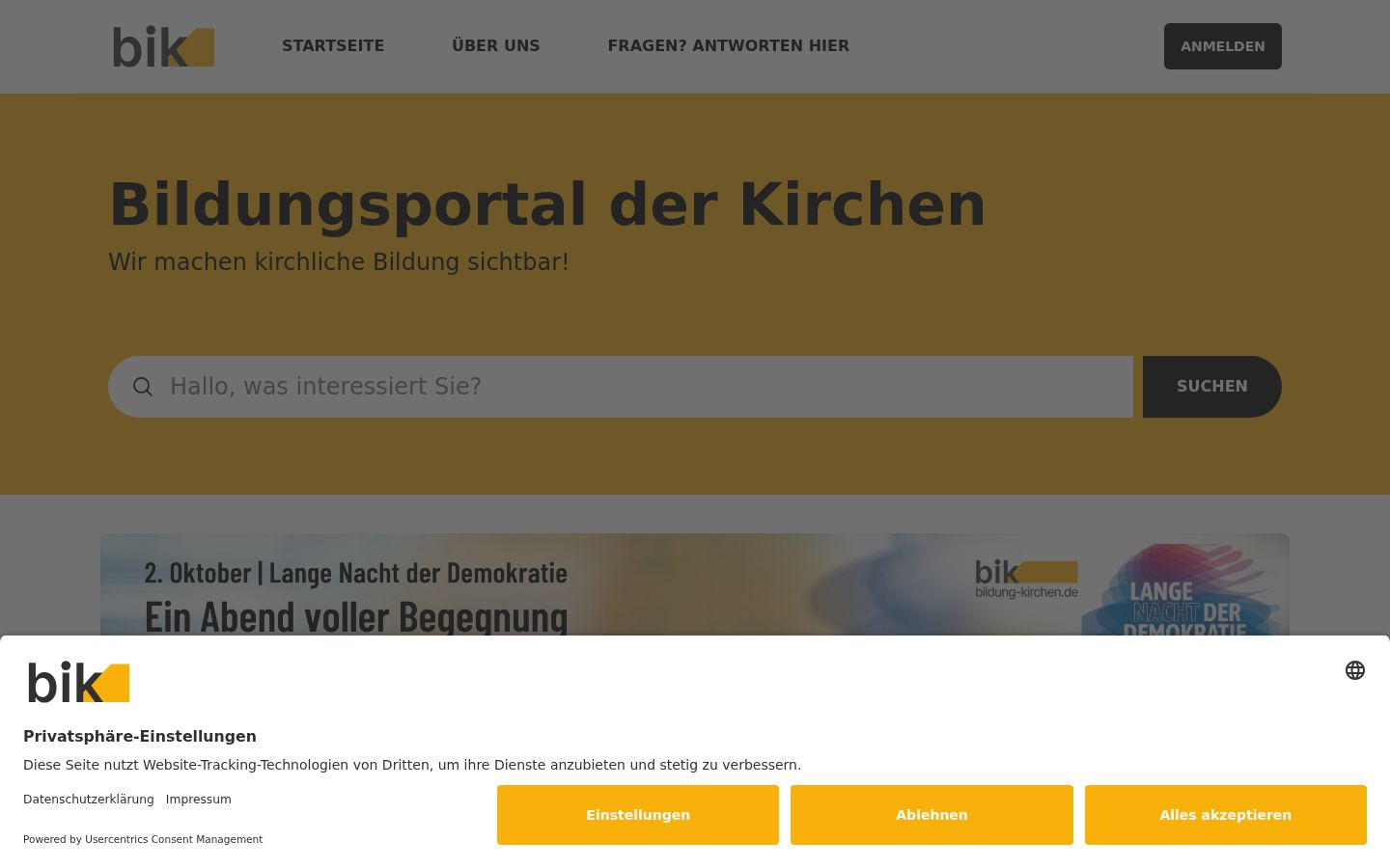 Captura de pantalla del banner de consentimiento mostrado antes de cualquier interacción