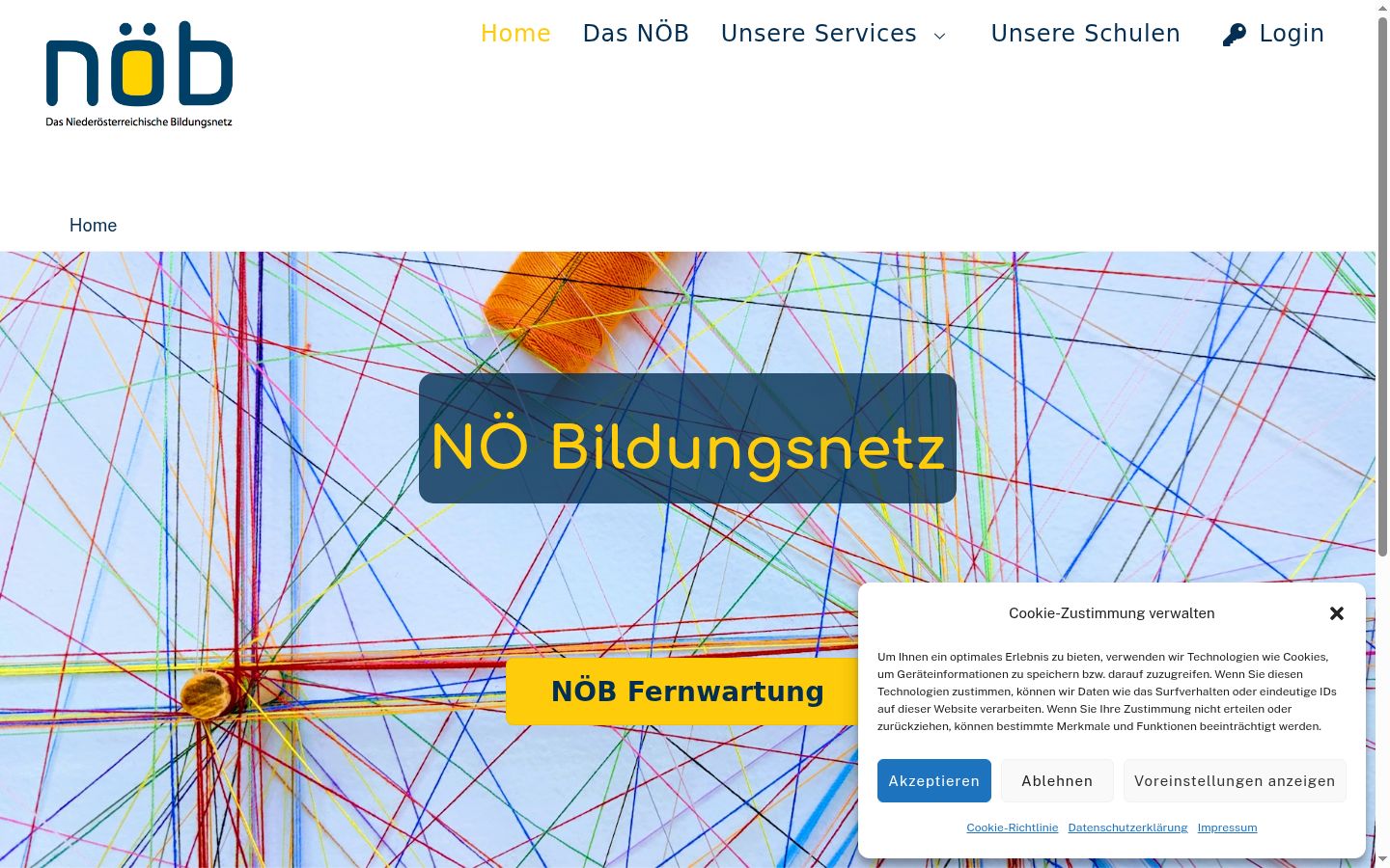 Screenshot des Einwilligungsbanners vor jeglicher Interaktion