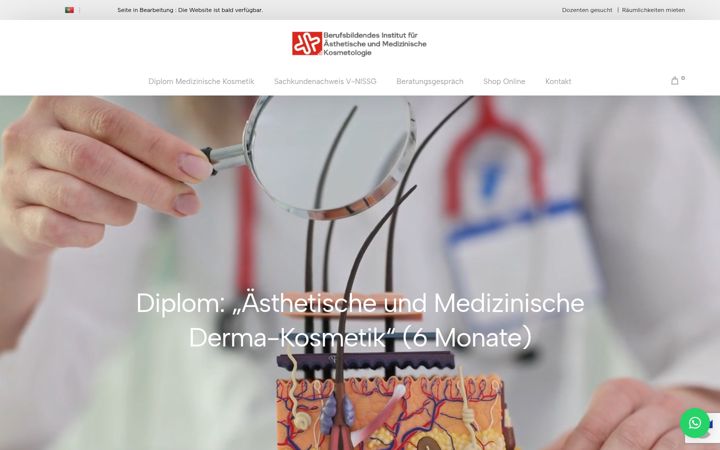 Ekrānuzņēmums no bildungsinstitut-dermakosmetik.ch