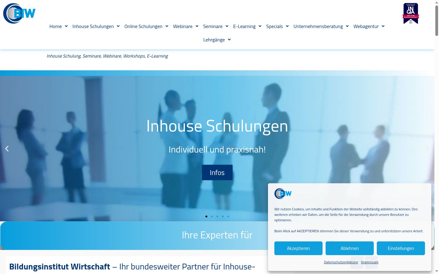 Screenshot of the consent banner shown before any interaction