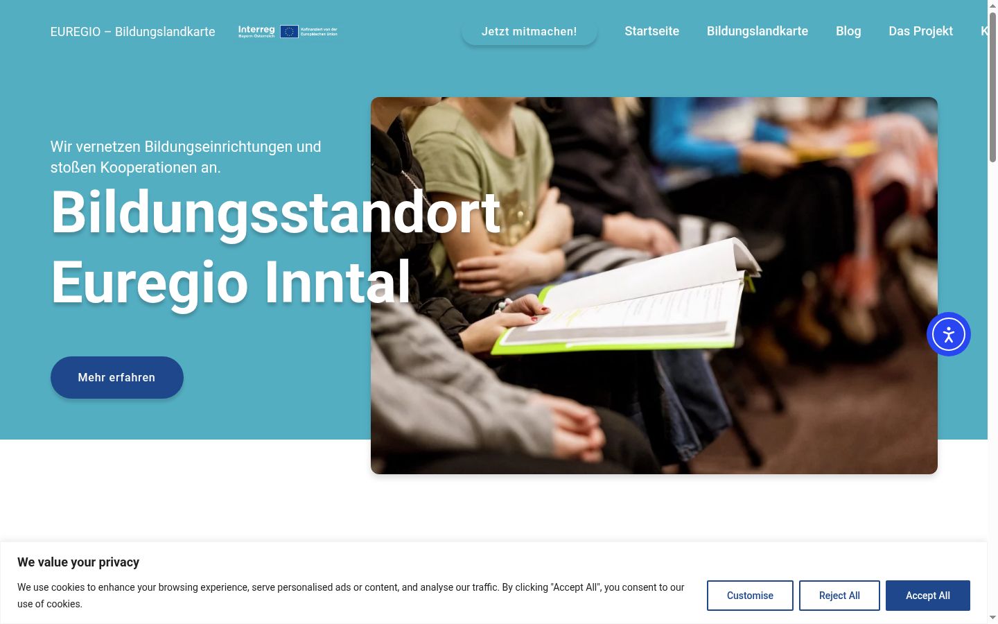 Screenshot of the consent banner shown before any interaction