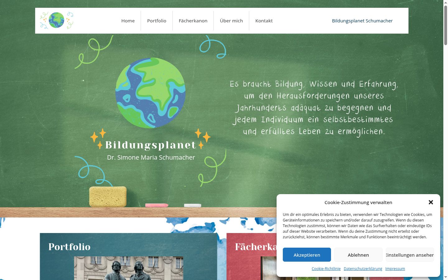 Screenshot des Einwilligungsbanners vor jeglicher Interaktion