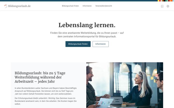 Screenshot of bildungsurlaub.de