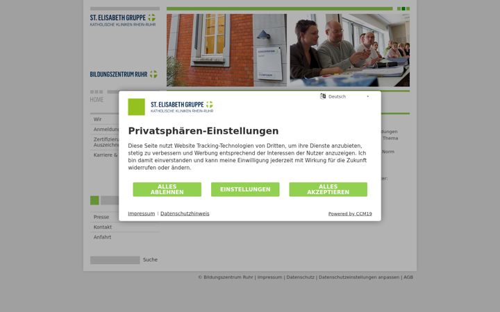 Screenshot stránky bildungszentrum-ruhr.de