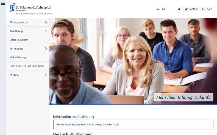 Screenshot of bildungszentrum-stiftshospital.de