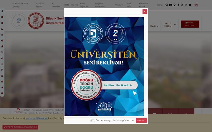 Screenshot of bilecik.edu.tr