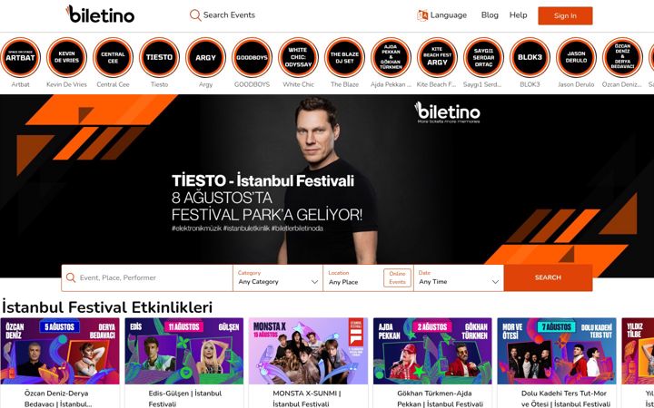 Screenshot von biletino.com