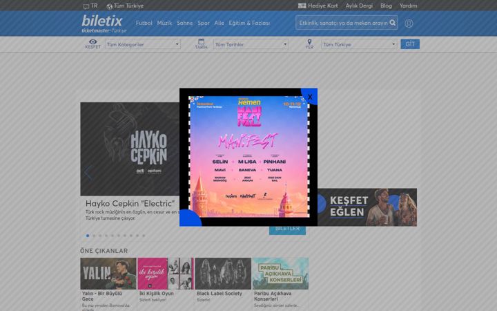 Zrzut ekranu biletix.com