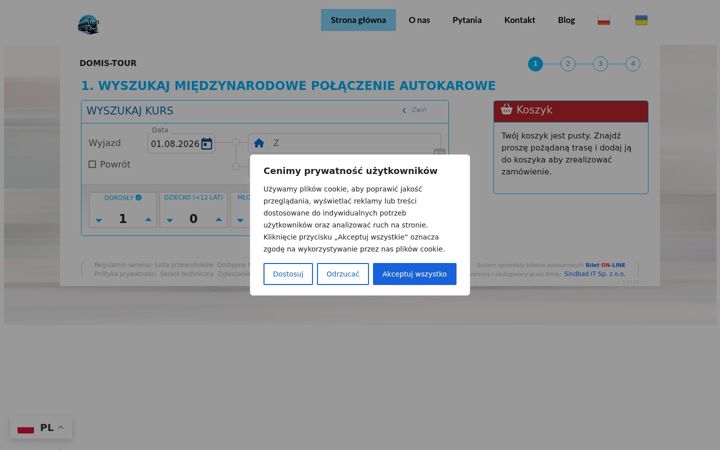 Screenshot of biletymiedzynarodowe.com